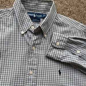 Ralph Lauren Blake Men's Plaid Checkered Shirt Navy Light Blue White Button Down